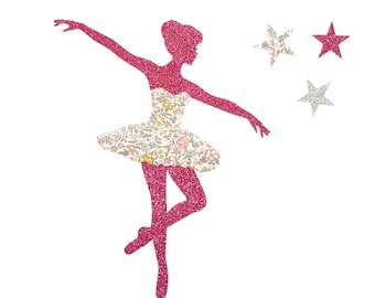 Patch Ballerina iron on Liberty fabric, for personalize dance bag, prima ballerina applique