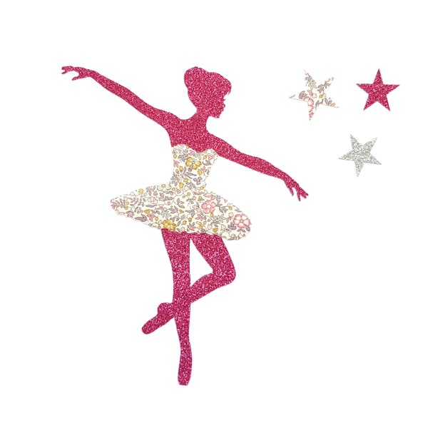 Patch Ballerina iron on Liberty fabric, for personalize dance bag, prima ballerina applique