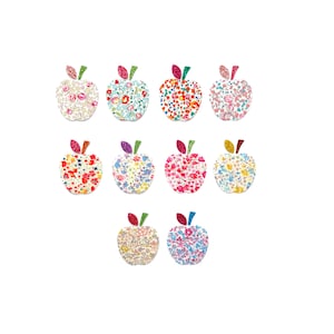 Lot de petites pommes thermocollantes pour personnaliser vêtements, sacs, coussins, trousses, cartable, linge de table...