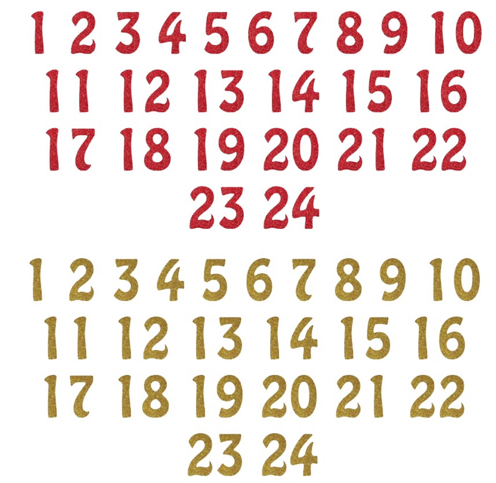 Diy Advent Calendar Iron on Numbers 1 to 24 Christmas Red and Etsy