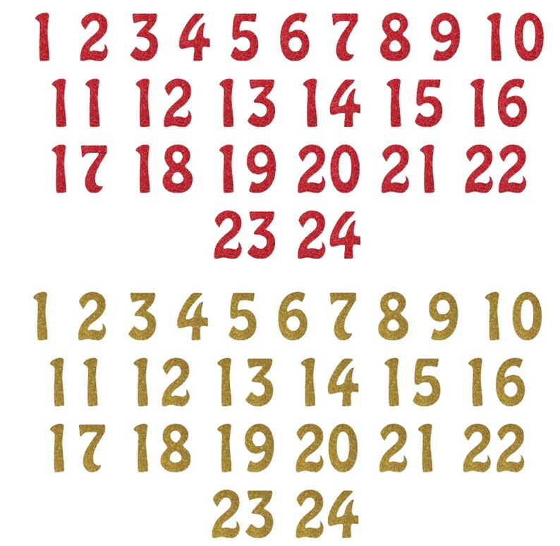 Diy Advent Calendar Iron on Numbers 1 to 24 Christmas Red and Etsy