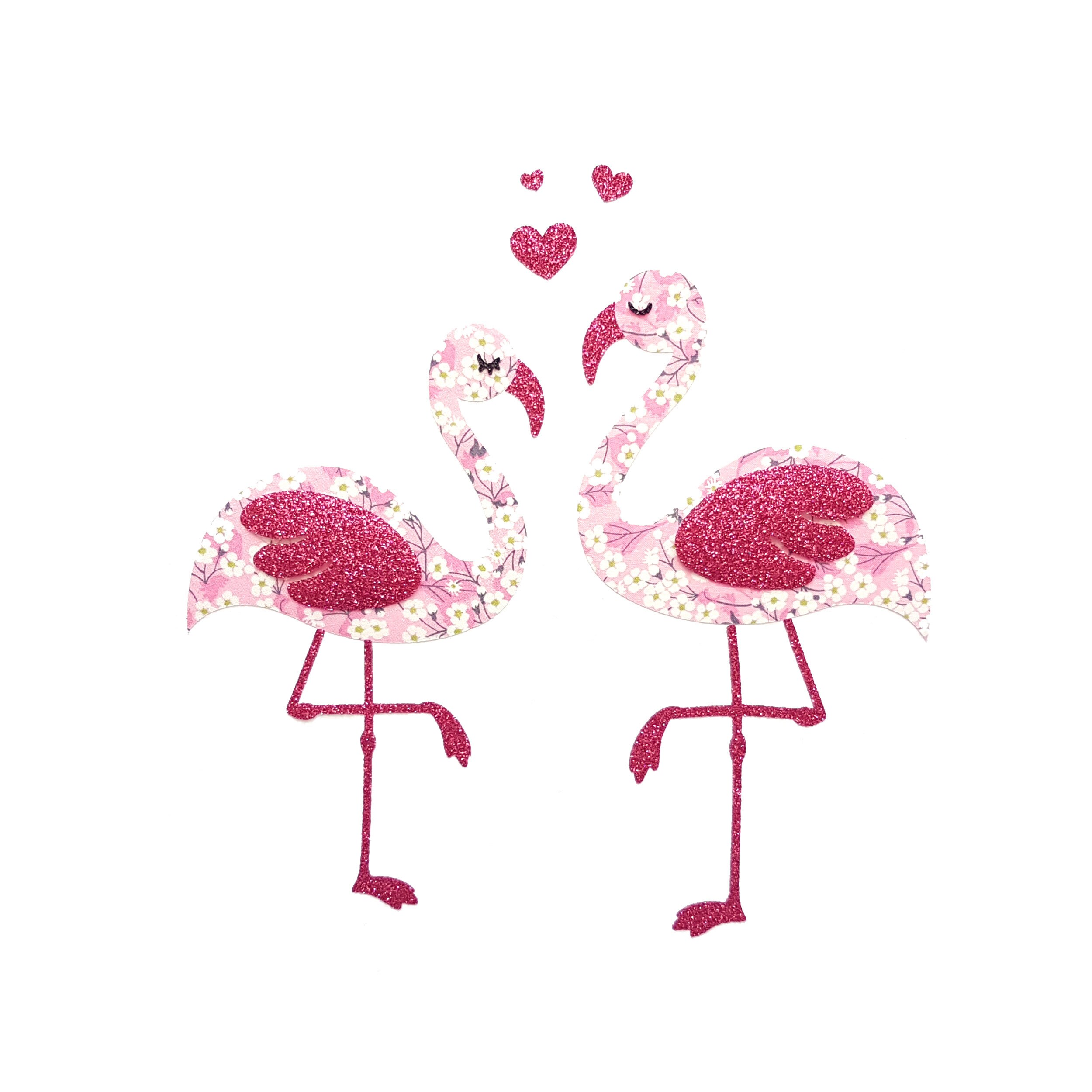 Couple flamingos iron on patch for custom clothing, Liberty fabric flamingos, pink flamingos pattern