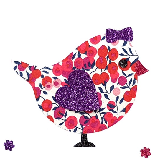 Oiseau Patch Appliqué Thermocollant Poule Tissu Fleurs