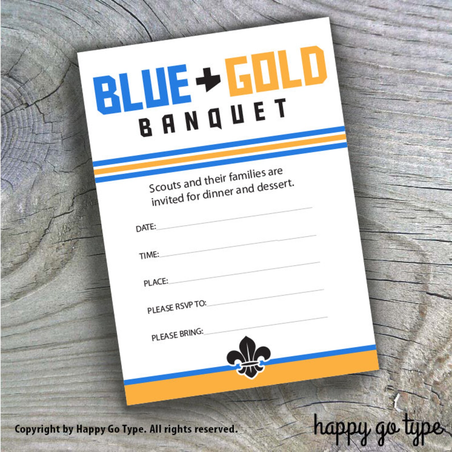 Cub Scouts Blue and Gold Banquet Invitation Instant Download Etsy UK