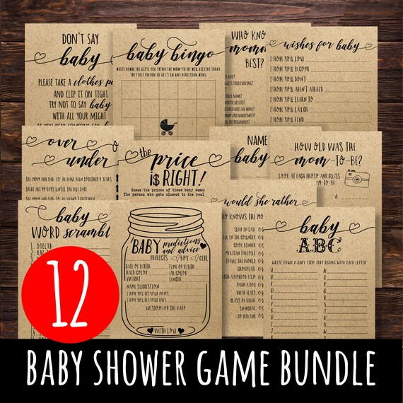 12 Baby Shower Game Bundle Baby Shower Games Baby Shower Etsy 12 Baby Shower Game Bundle Baby Shower Games Baby Shower Etsy