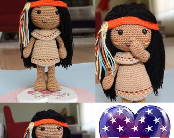 Native American Girl- Venona /Indian native Amigurumi pdf pattern /Crochet doll /Crochet Toy