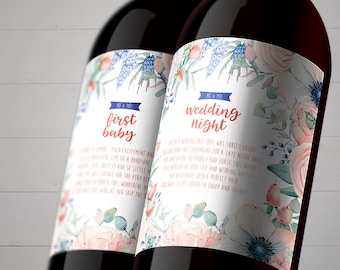 Etiquetas de vino florales por primera vez