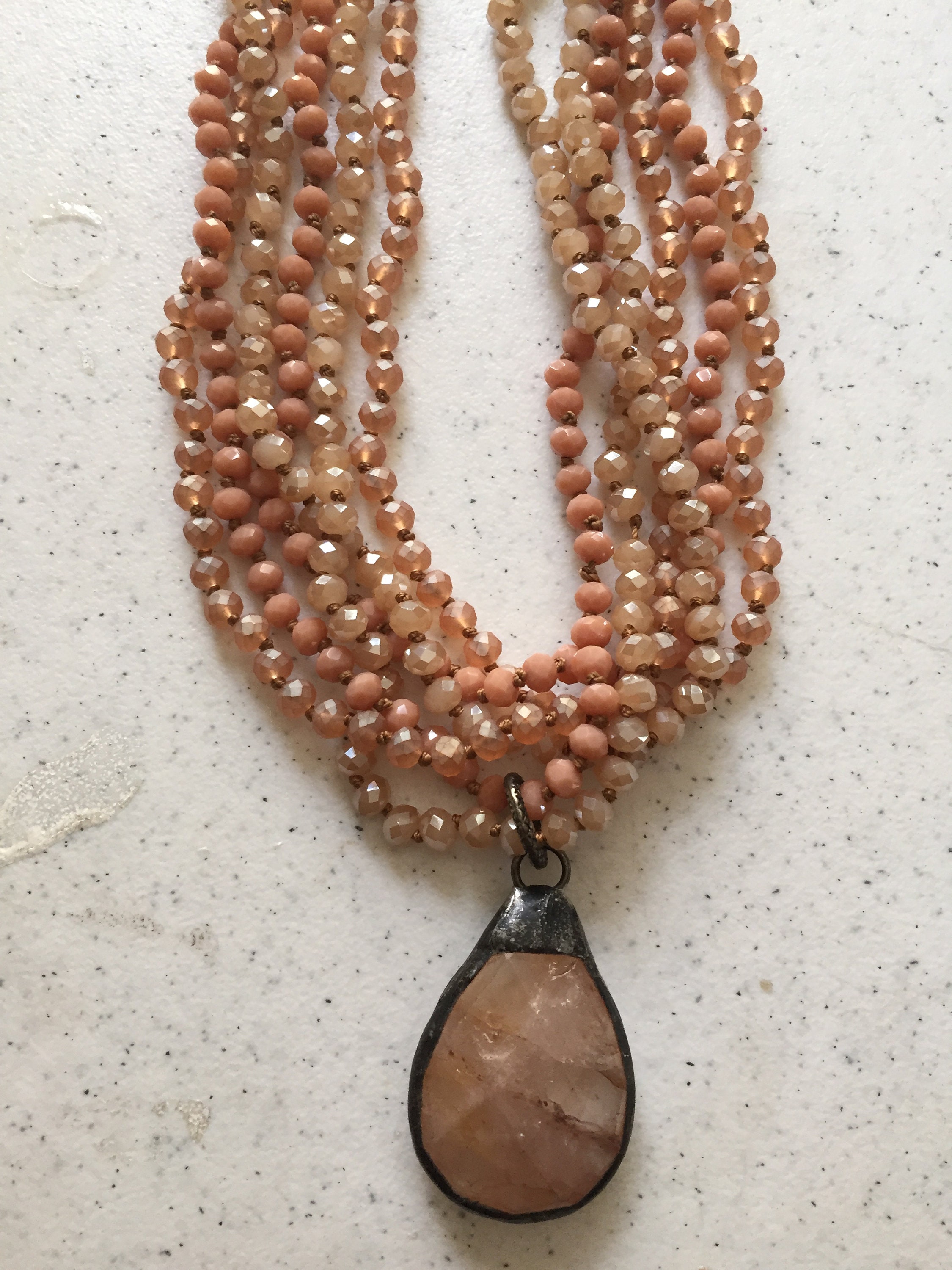 Salmon beaded Necklace Etsy