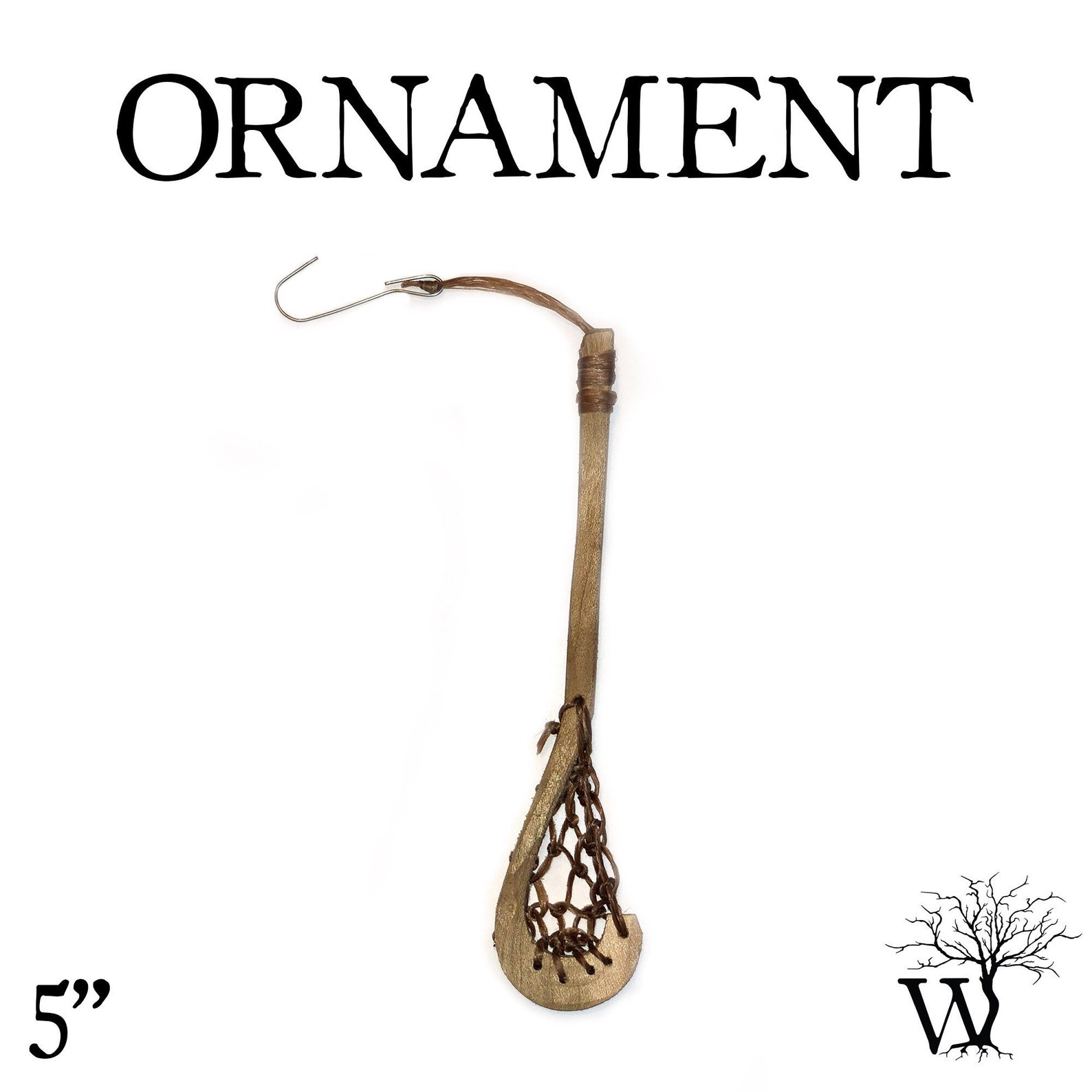 Wooden lacrosse stick Christmas ornament hand made by Skaggs Etsy