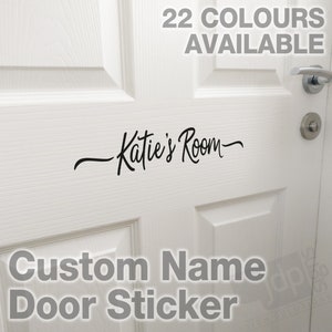 Custom Name Bedroom Vinyl Door Sticker Decal - 22 Colours Available - Width 300mm