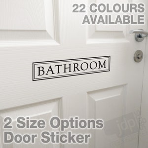Calcomanía adhesiva para puerta de vinilo para inodoro de baño - 22 colores disponibles - 2 opciones de tamaño