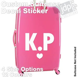 Personalised Initials Suitcase Luggage Vinyl Sticker Decal - 4 Size Options - 12 Colours Available