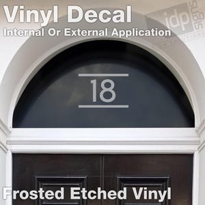 Frosted Etched Fanlight Door Number Vinyl Decal Sticker - 3 Size Options - Eaves