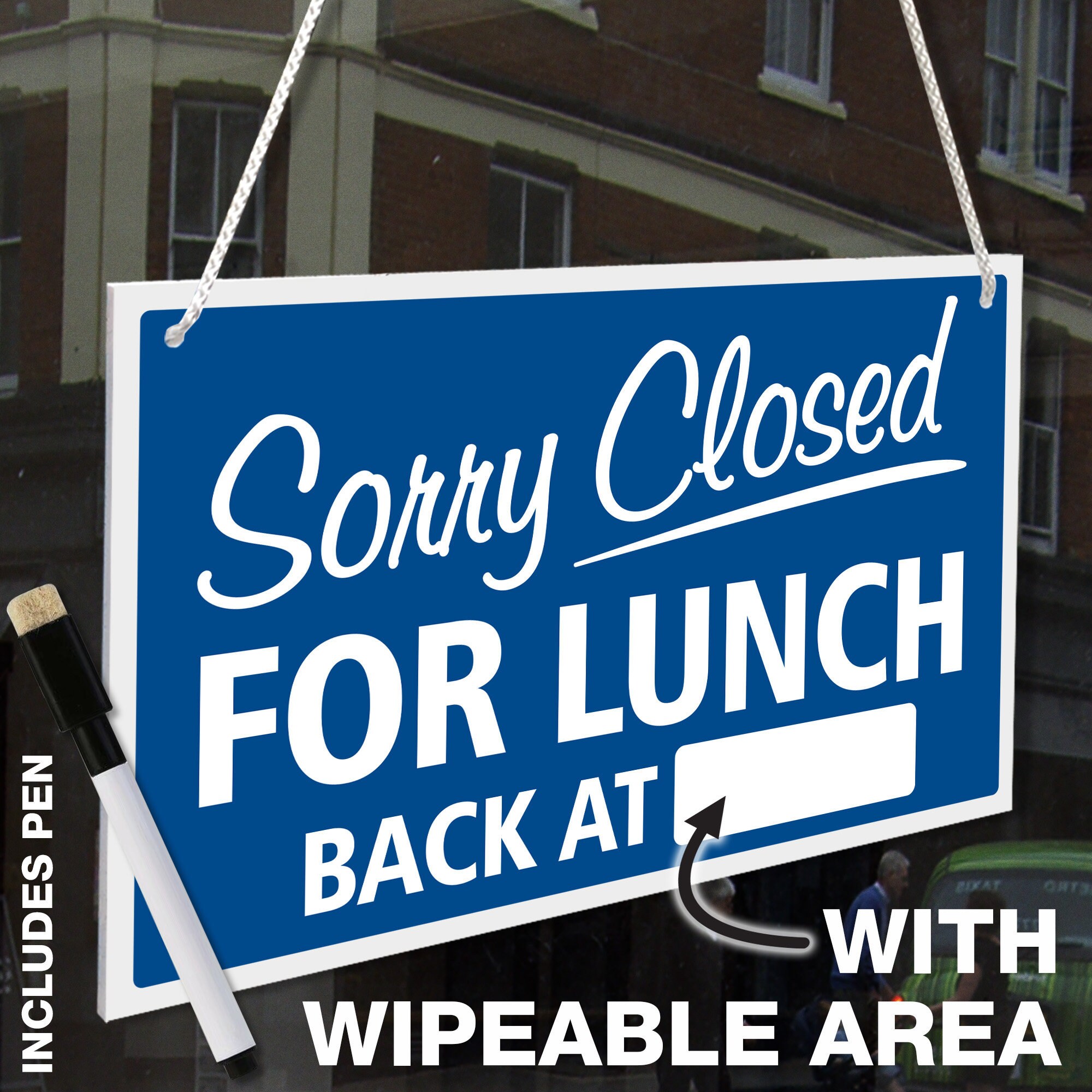 Wipe Area 'sorry Closed for Lunch Back At' Hanging - Etsy UK