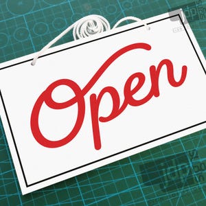 Open Closed 3mm Rigid PVC White Shop Door Window Sign With Suction Cup ...