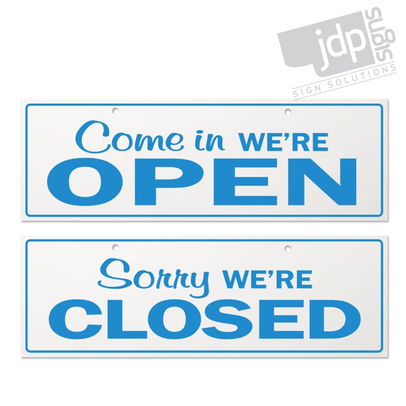 Open and Closed 3mm Rigid 80mm X 240mm Sign, Shop Window Door - 10 ...
