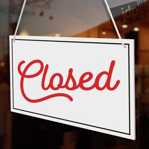 Open Closed 3mm Rigid PVC White Shop Door Window Sign With Suction Cup ...