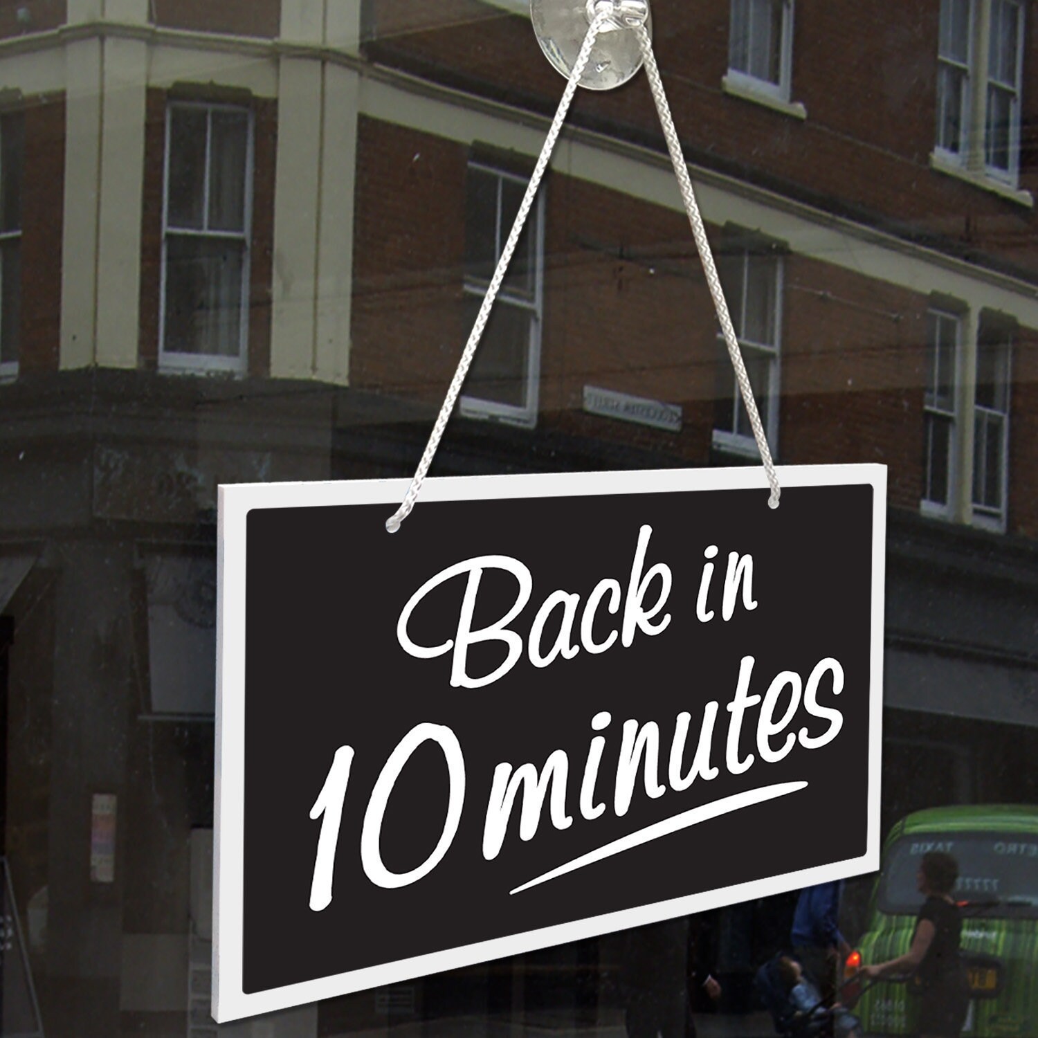 Back in 10 Minutes 3mm Rigid Hanging 120mm X 200mm Sign Shop Etsy UK