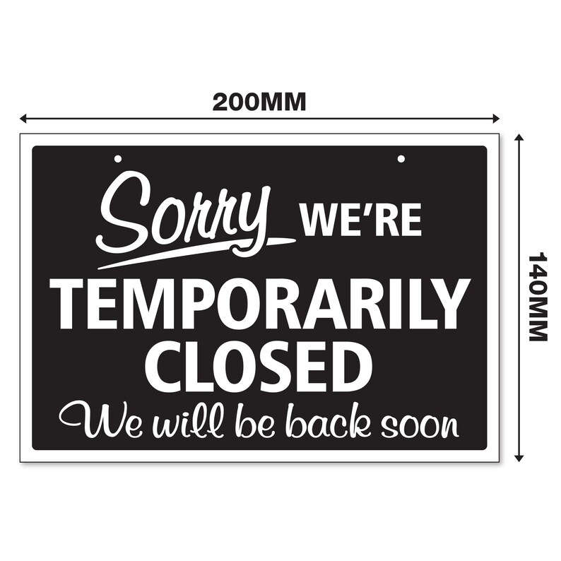 Sorry We're Temporarily Closed 3mm Rigid 140mm X 200mm Etsy