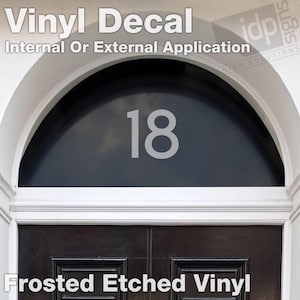 Frosted Etched Fanlight Door House Number Vinyl Decal Sticker - 3 Size Options - Eaves