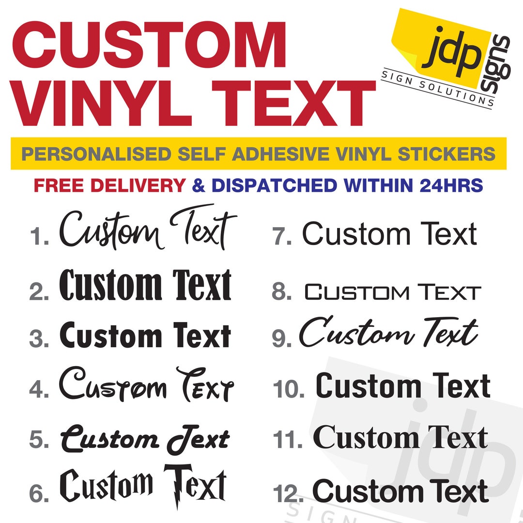 Personalised Custom Name Text Vinyl Sticker Transfer Decal up to W200mm ...