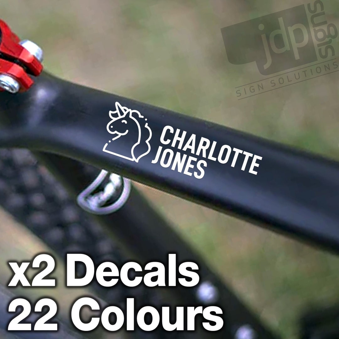 Kit De 2 Autocollants Vinyle Personnalisés Pour Vélo Ou Casque - Prénom Ou Nom, Décoration Cyclisme