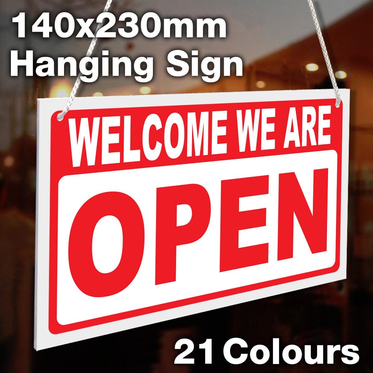 ショップサイン　Welcome／CLOSED Large Welcome We Are Open / Sorry We Are Closed 3mm Rigid 140mm X