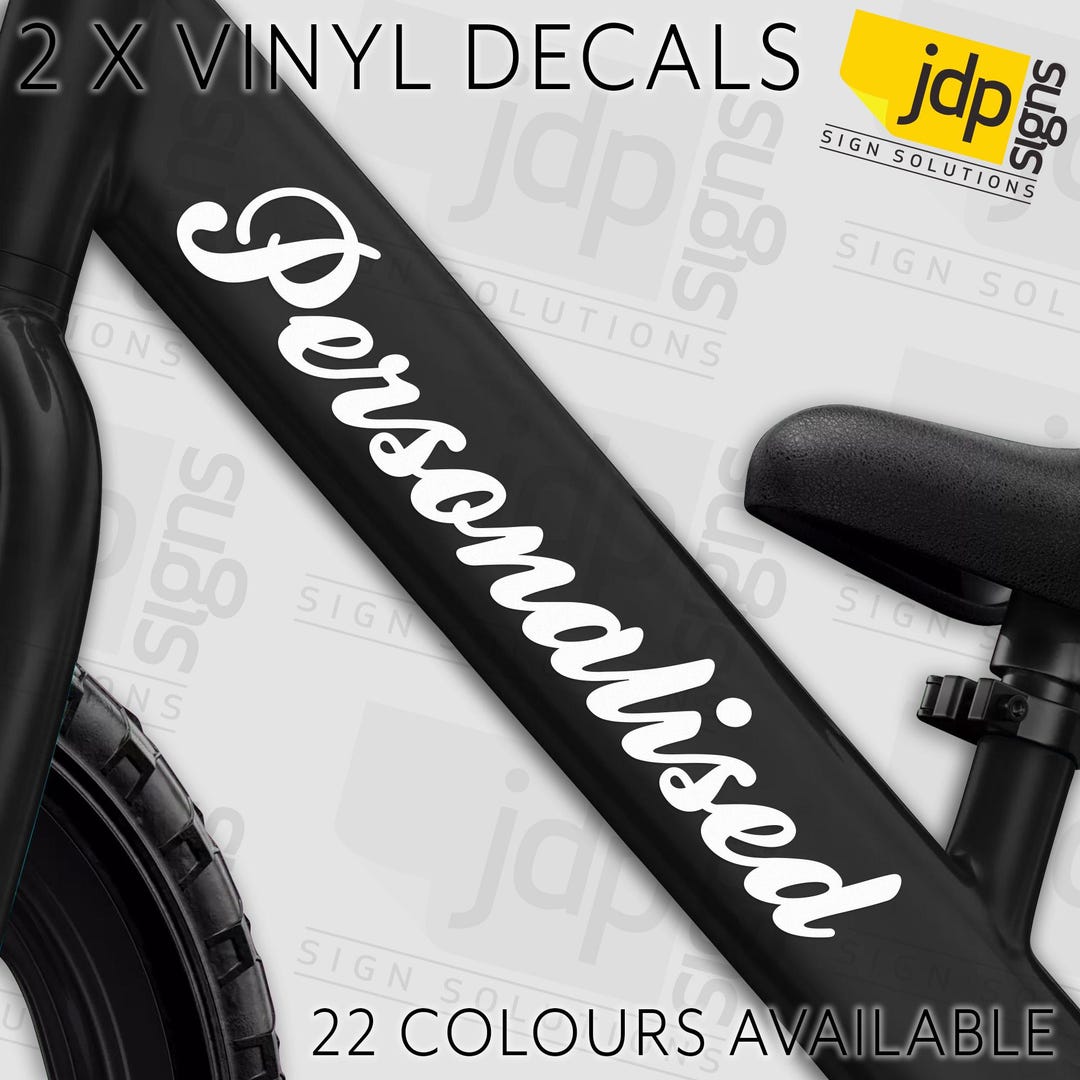 2 X Personalised Bike Frame Text Stickers Vinyl Decal Mountain Cycle ...