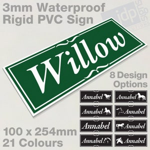 Personalised Horse Stable Door Name Sign - 8 Design Options - 21 Colours