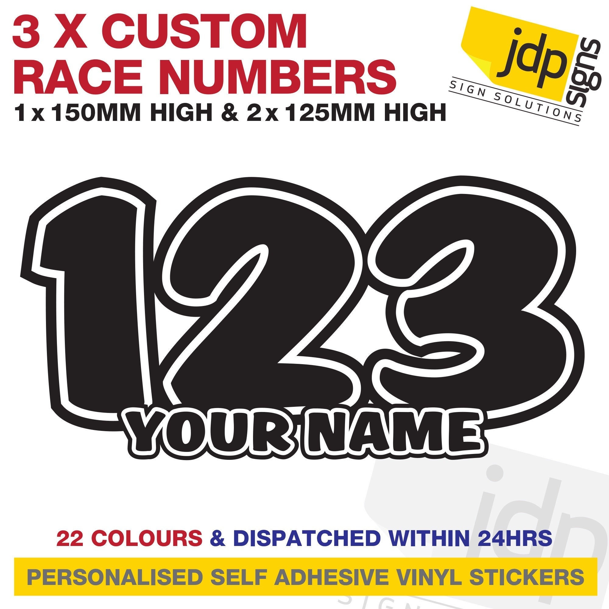 3 Adesivi Personalizzati Con Numeri Di Gara E Nomi Motocross Kart - Foto 7