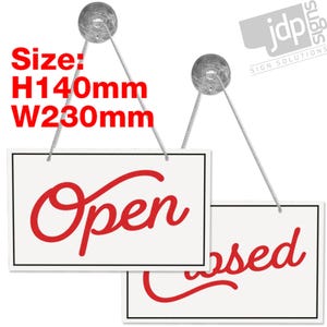 Open Closed 3mm Rigid PVC White Shop Door Window Sign With Suction Cup ...