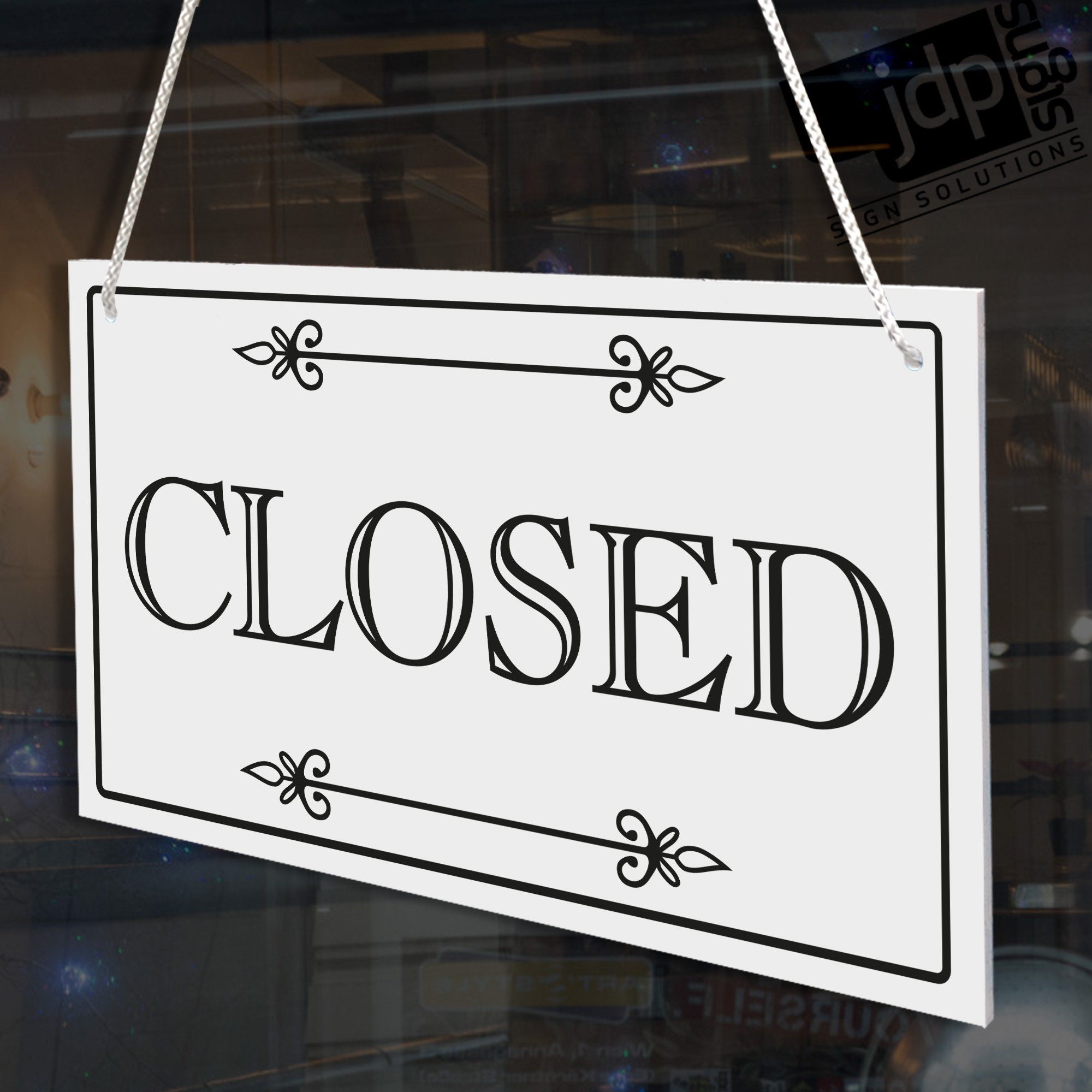 Decorative Open & Closed 3mm Rigid 140mm X 230mm Sign, Shop Window