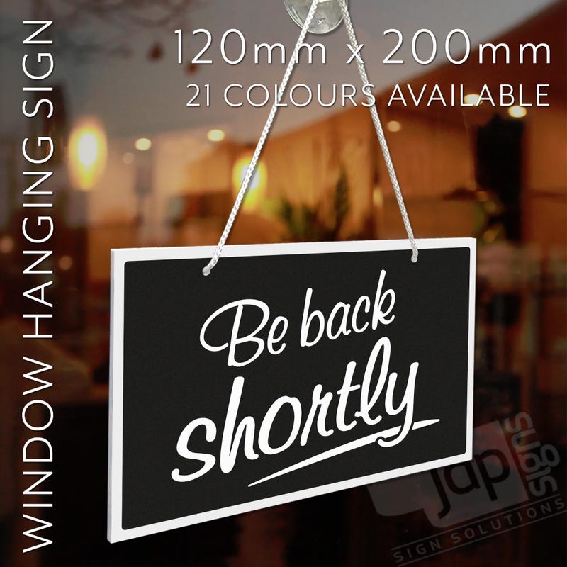 Be Back Shortly Sign Etsy