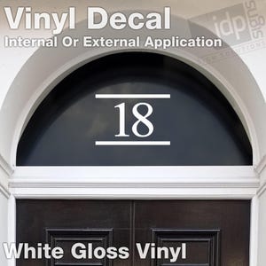 White Fanlight Door House Number Vinyl Decal Sticker - 3 Size Options - Symbol