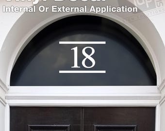 White Fanlight Door House Number Vinyl Decal Sticker - 3 Size Options - Symbol