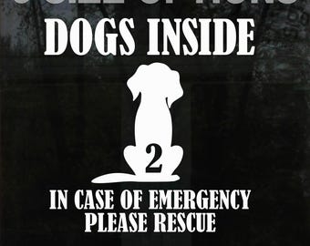 Emergency Dogs Rescue Window Door Sticker - Pets Inside Rescue Decal - 6 Size Options - 22 Colours Available
