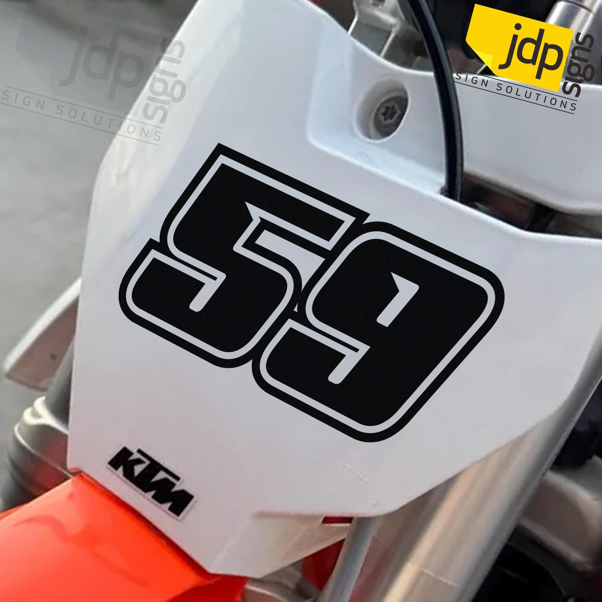 Custom Race Numbers Vinyl Stickers – 3-Pack For Motocross, Kart, Dirt Bike (Gloss 5-Year Vinyl)