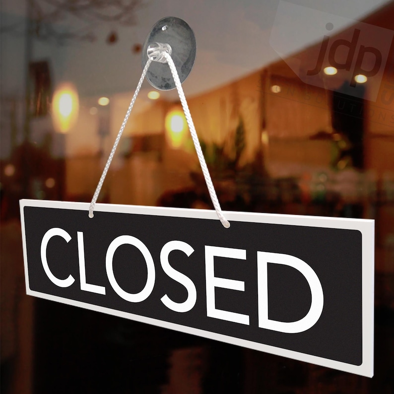 Open and Closed 3mm Rigid Hanging Sign 65mm X 240mm, Shop Window Door ...