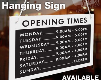 Horarios de apertura a medida, letrero rígido de 3 mm, 165 mm x 230 mm, puerta de escaparate - 21 colores