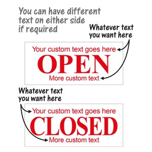 Personalised Custom Made Open Closed Hanging Sign, Shop Window/door ...