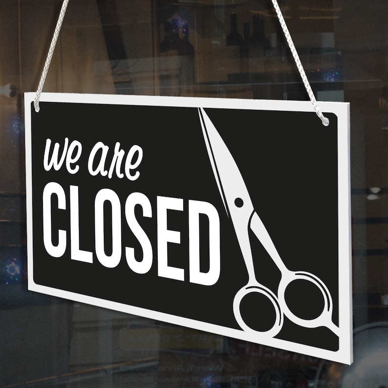 Barbers Open and Sorry Closed 3mm Rigid 140mm X 230mm Sign, Shop Window ...