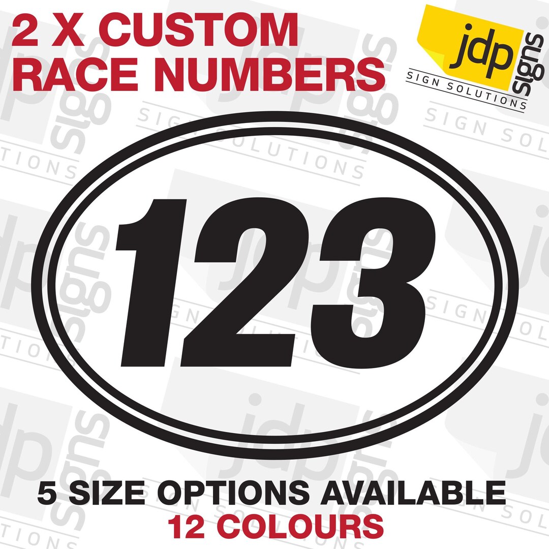 Oval Racing Numbers 2 X Custom Oval Race Numbers Vinyl Stickers Motocross Kart Decals Mx ...