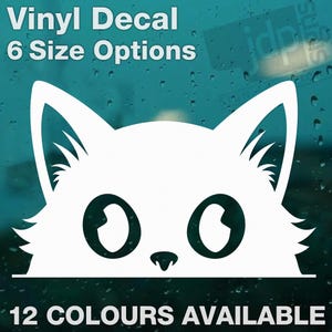 Cute Cat Kitten Peeking - Funny Bumper Window Car Laptop Vinyl Sticker Decal - 6 Size Options - 12 Colours Available