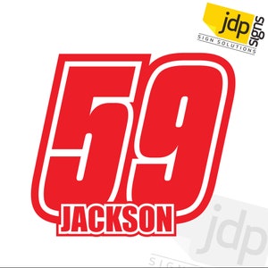 3 X Custom Race Numbers and Name Stickers Motocross Kart Decals Mx Dirt ...