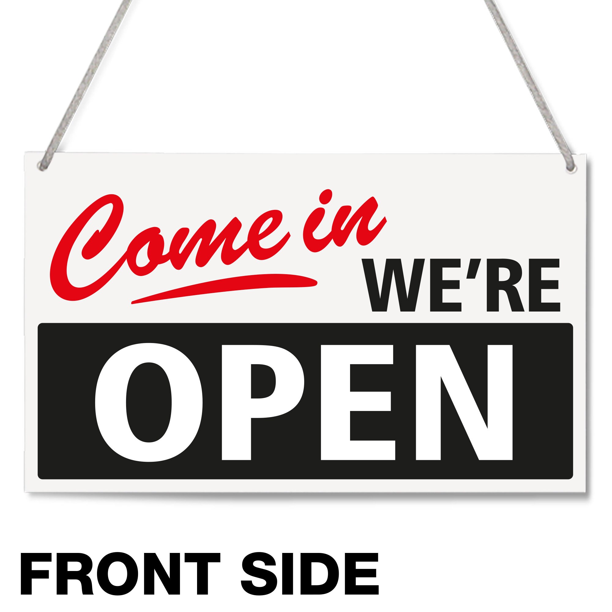 Produktbild von Doppelseitiges Holz-Geschäftsschild 30x20 Cm – „Come In, We're Open“ / „Sorry, We're Closed“ – Wetterfest, Mit Aufhängeseil, Für Café, Hotel, Shop – Wendbar