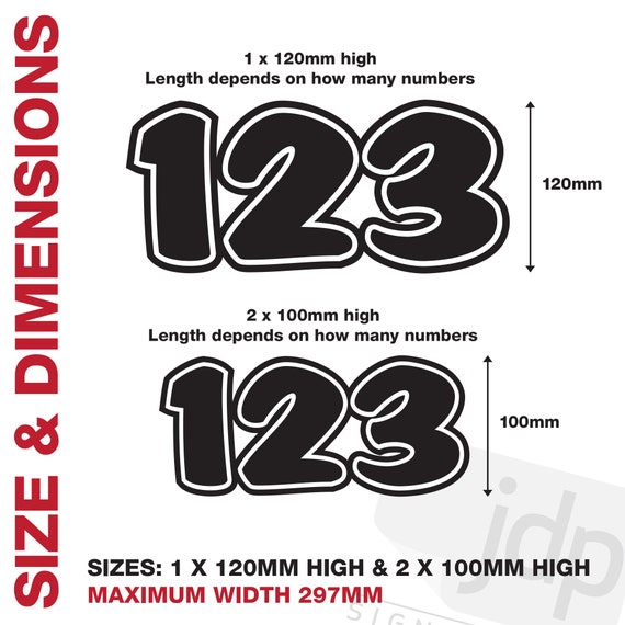 Custom Racing Number Stickers - Set Of 3 For Cars, Motocross, Karts & Dirt Bikes