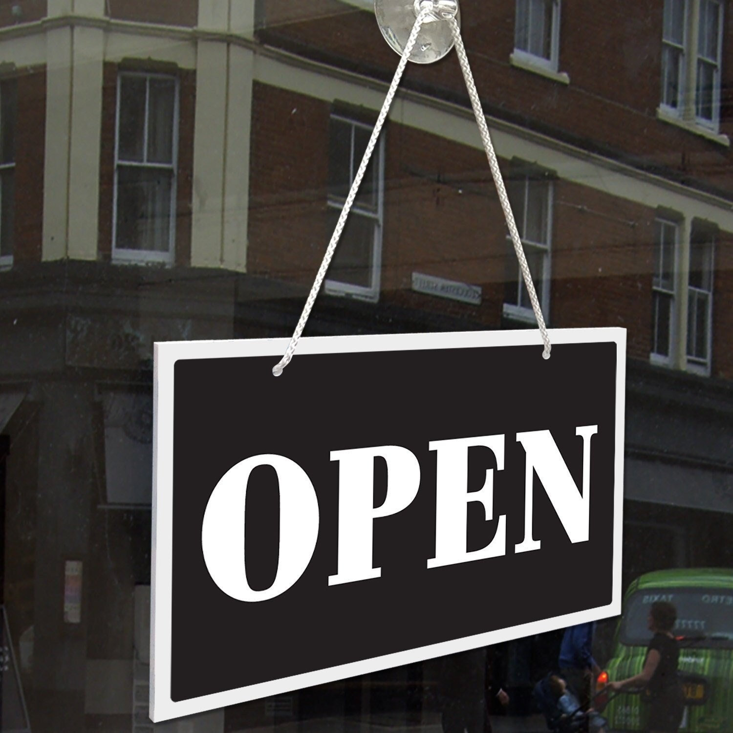 Window Is Open Sign Open and Closed 3mm Rigid Hanging 120mm X 200mm Sign, Shop Window Door ...