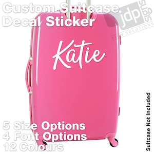 Personalised Suitcase Luggage Custom Name Text Vinyl Sticker Decal - 5 Size Options - 4 Font Options - 12 Colours Available