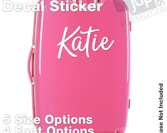 Personalised Suitcase Luggage Custom Name Text Vinyl Sticker Decal - 5 Size Options - 4 Font Options - 12 Colours Available
