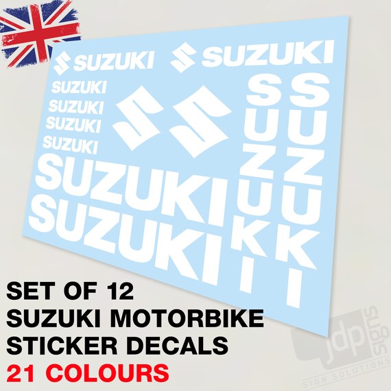 21 Colores Conjunto de 12 Calcomanías Pegatinas Tanque Suzuki Moto Carenado Casco 